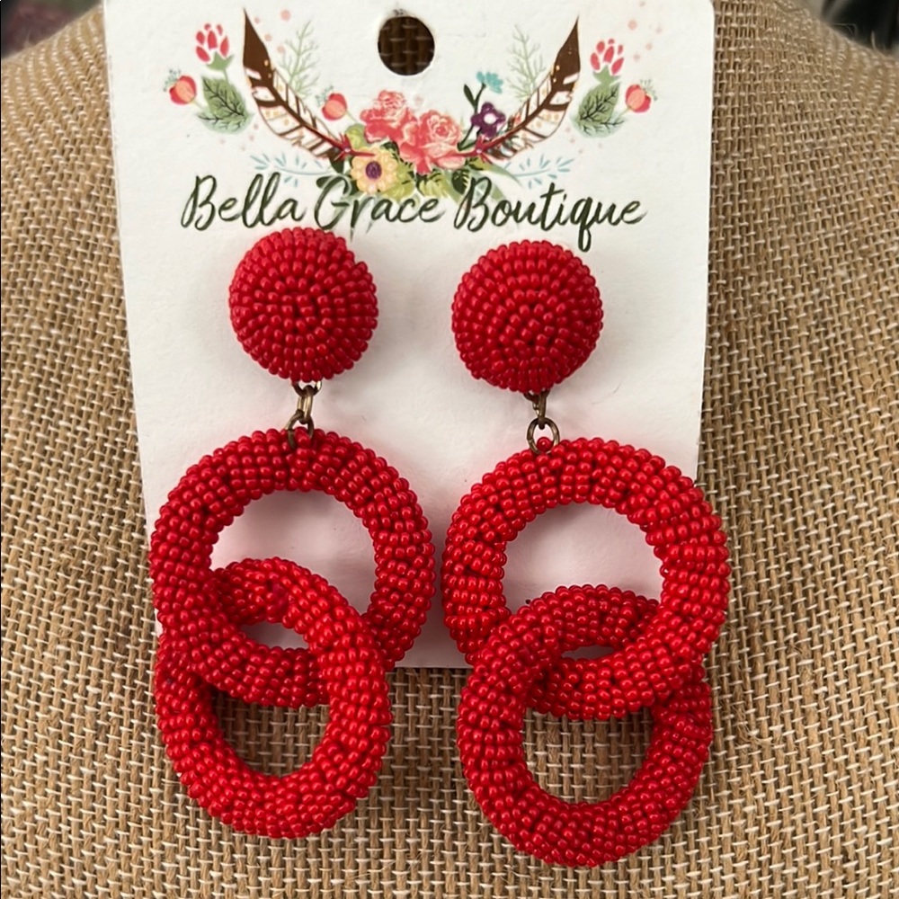 Red Beaded Earrings